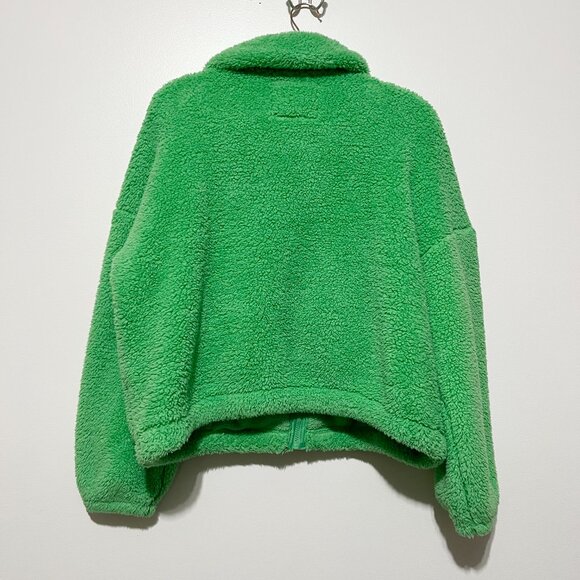 American Eagle Womens Bear Hug Oversized Sherpa Jacket XS/S Green Chunky Cozy - Picture 2 of 8